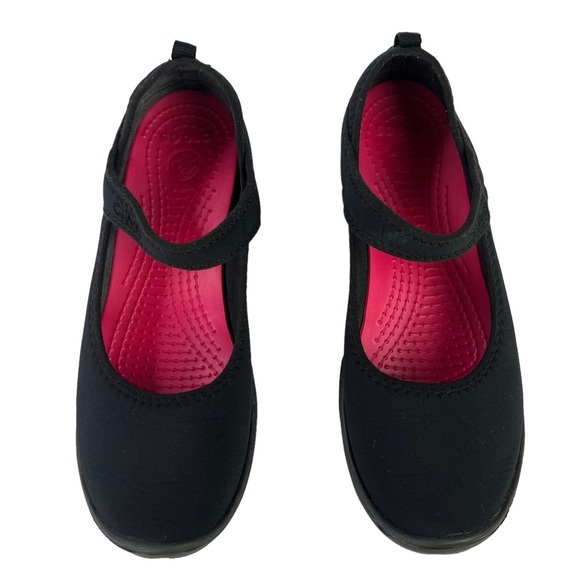 Crocs Duet Busy Day Mary Janes Black Neoprene‎ Flats Size Junior Girls 5 - Picture 4 of 10